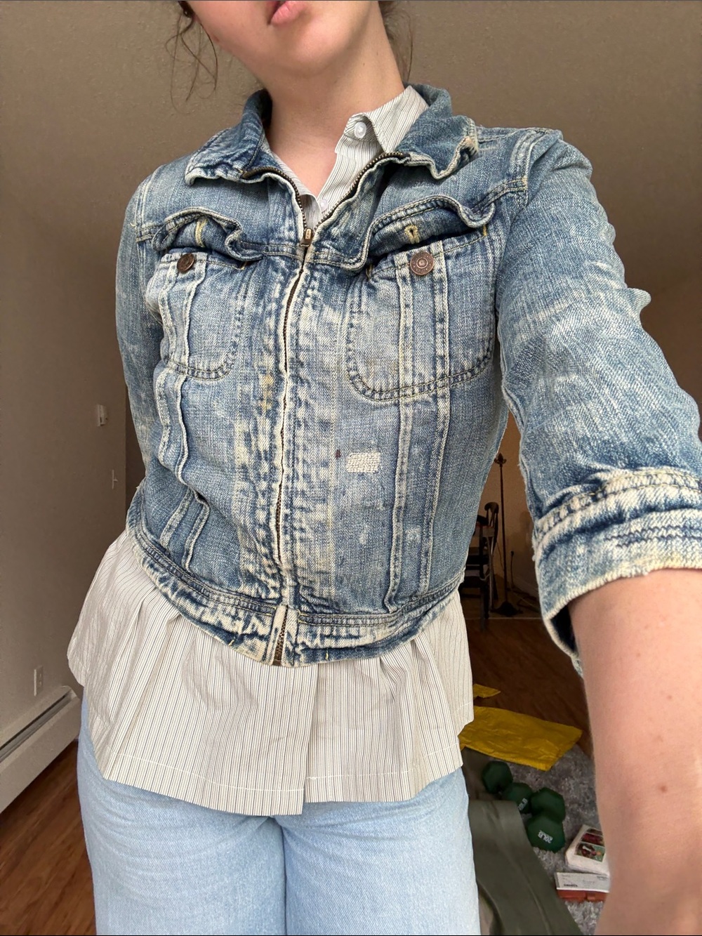 Distressed Lightwash Denim Jacket